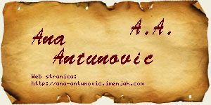 Ana Antunović vizit kartica